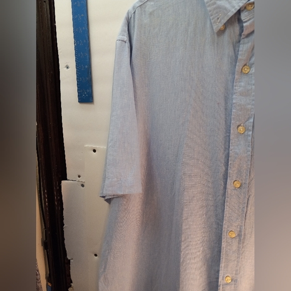 Chaps The Coastland 55% Linen Blend Classic Fit XXL Blue Business Casual Shirt - Picture 12 of 16